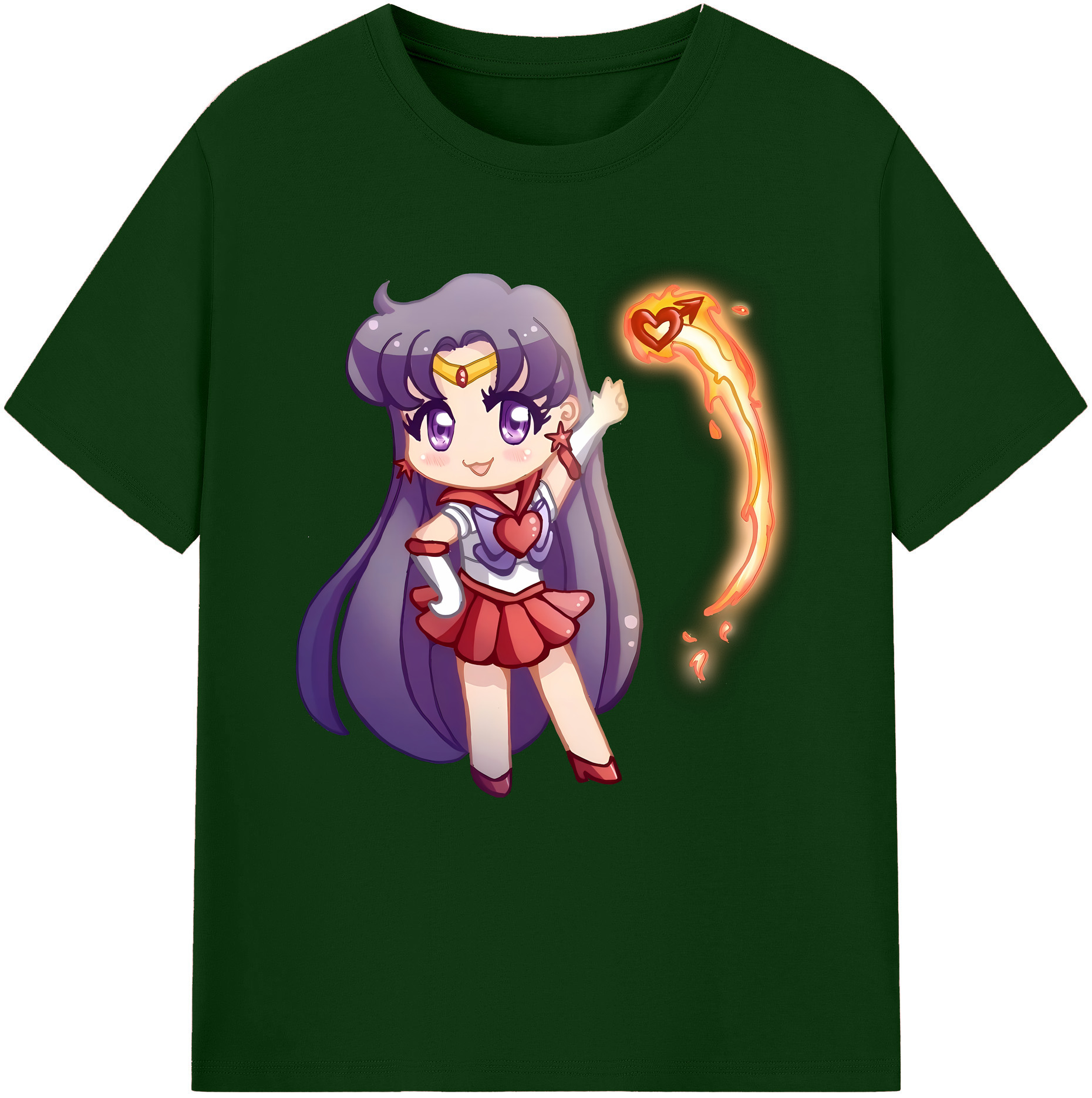 （画像用） 美少女戦士セーラームーン 火野レイ ひの レイ Sailor Moon Hino Rei （セーラーマーズ,Sailor Mars） 綿100％半袖Tシャツ（フロントプリント）